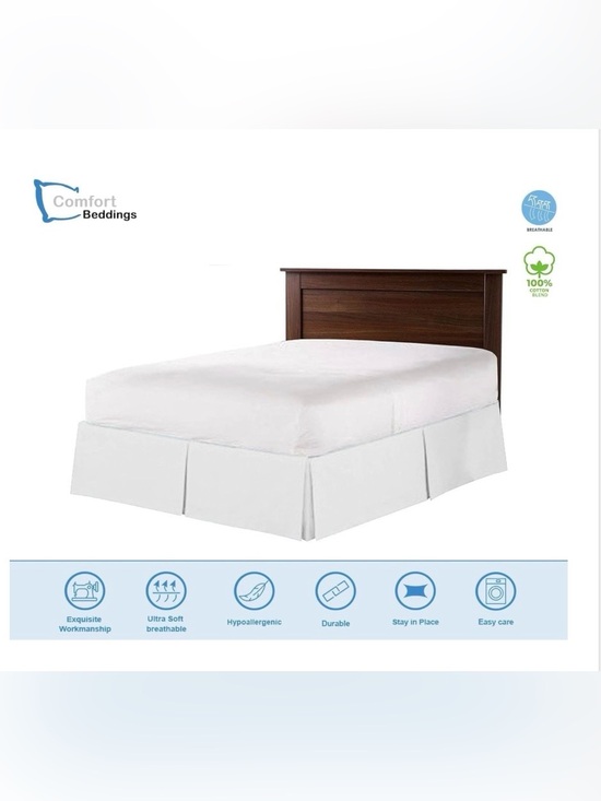 Comfort Beddings Other - KING Magic Bed Skirt Wrap-Around Pleated Split Corners 18” Drop Cotton Blend